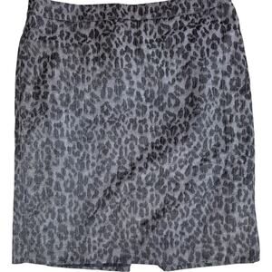 Ann Taylor Loft Gray Leopard Print Pencil Skirt Womens‎ 6 Lined Casual Dressy